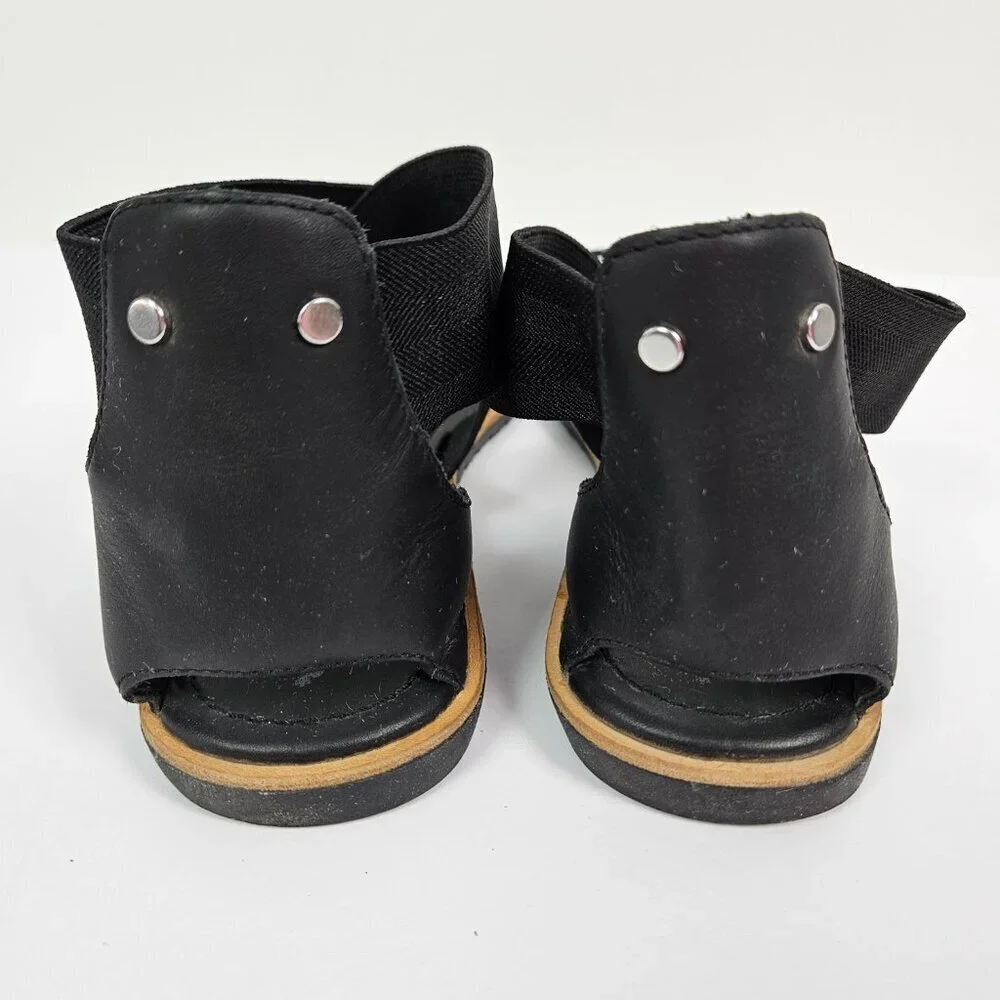 Sorel Ella Black Stretch Cross Ankle Strap Sandal 10.5 NL2893-010
